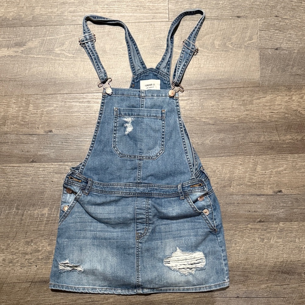 Forever 21 Blue Denim Overalls dress
